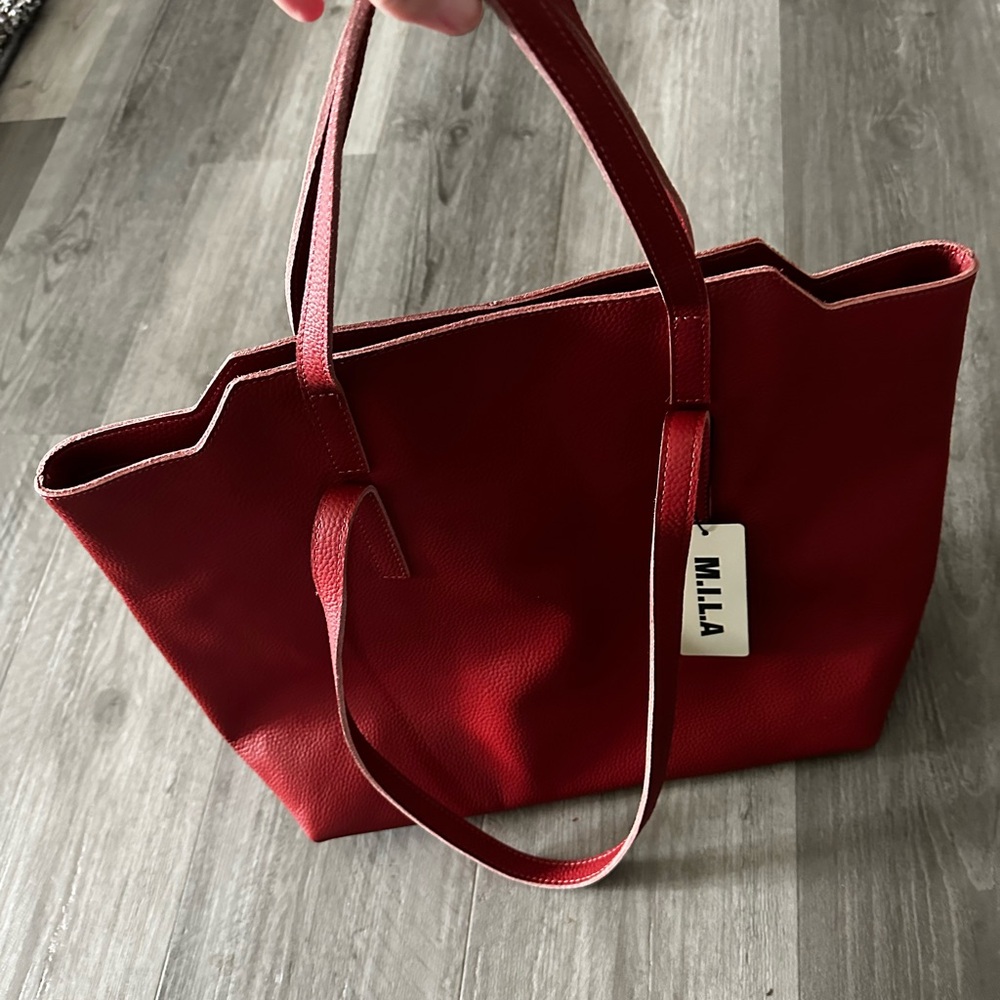 MILA tote in red pebbled leather - Picture 6 of 6
